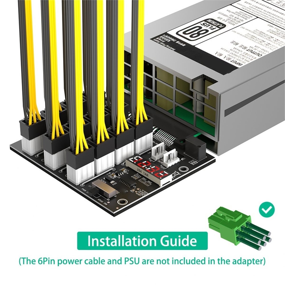 2400W Server Psu Breakout Board - 12 poorten PCIe 6-pins connector breakout