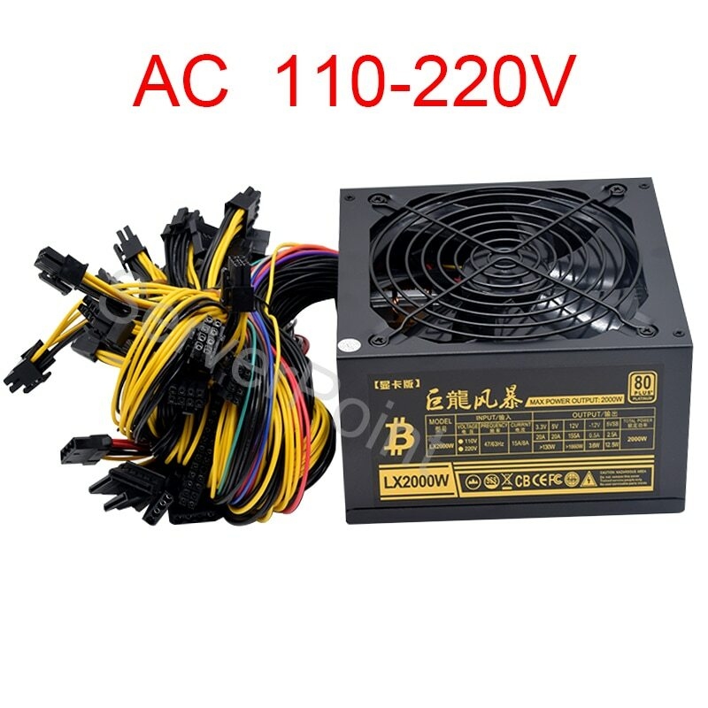 2000W Atx Mining Power Supply - Voor AC110-220v ATX Pc 2000W Voeding