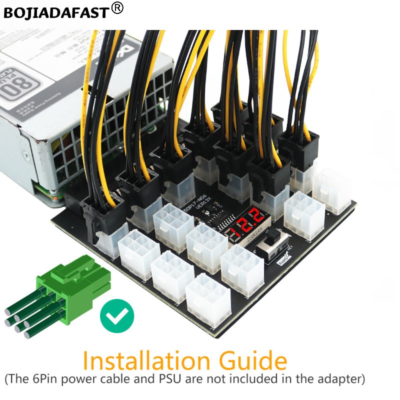 17 Poorten PCI-E 6Pin Connecto - 2400W Server Psu Breakout Board recensie en prijs